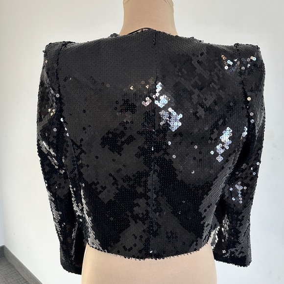 NWT Zara Limited Edition Shoulder Pad Sequinned Crop Jacket - Picture 12 of 17